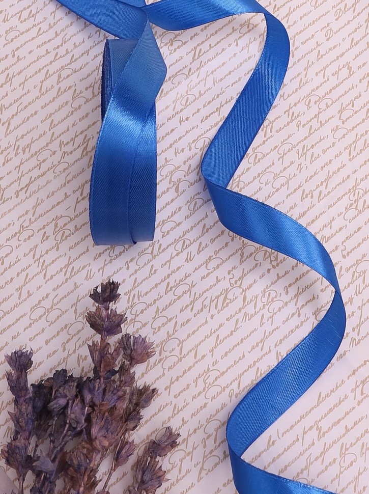 Лента атласная 15мм х 25 ярд JD синий