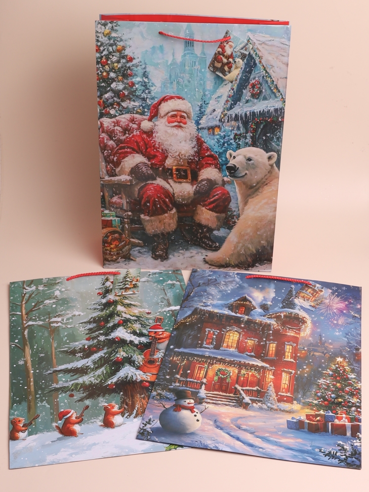 Сумочка подарочная НГ 32х45х11см микс Сумочка подарочная НГ 32х45х11см микс