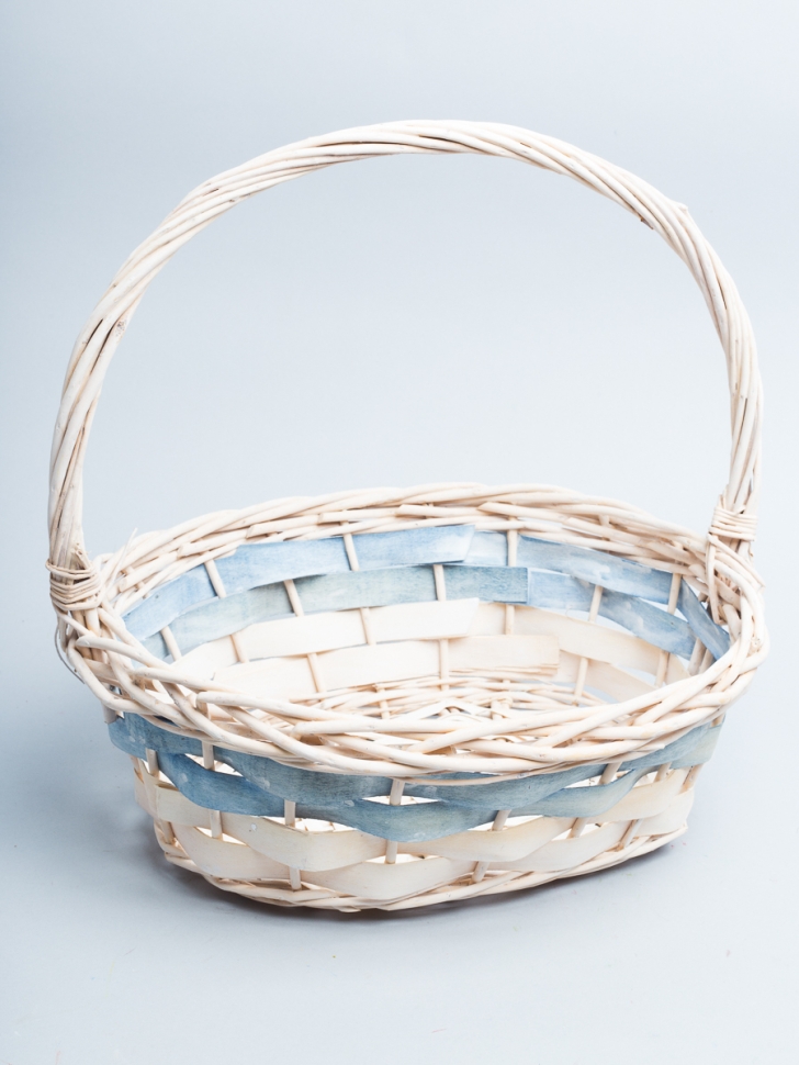 Корзина плетеная (ива) 27х19х27см M-28-38 белый/голубой