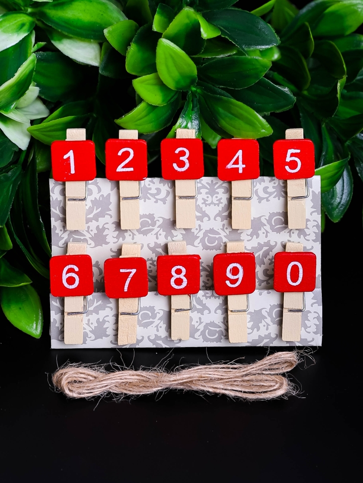 Прищепка 10шт. Цифры 1.5х13,5 cм