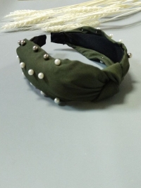 Ободок О-125 15х12,5х4см зеленый с жемчугом