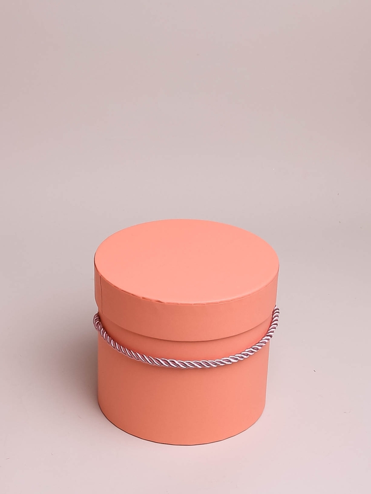 Коробка цилиндр набор из  3шт d18хh17 - d13-h12см со шнурком персиковый