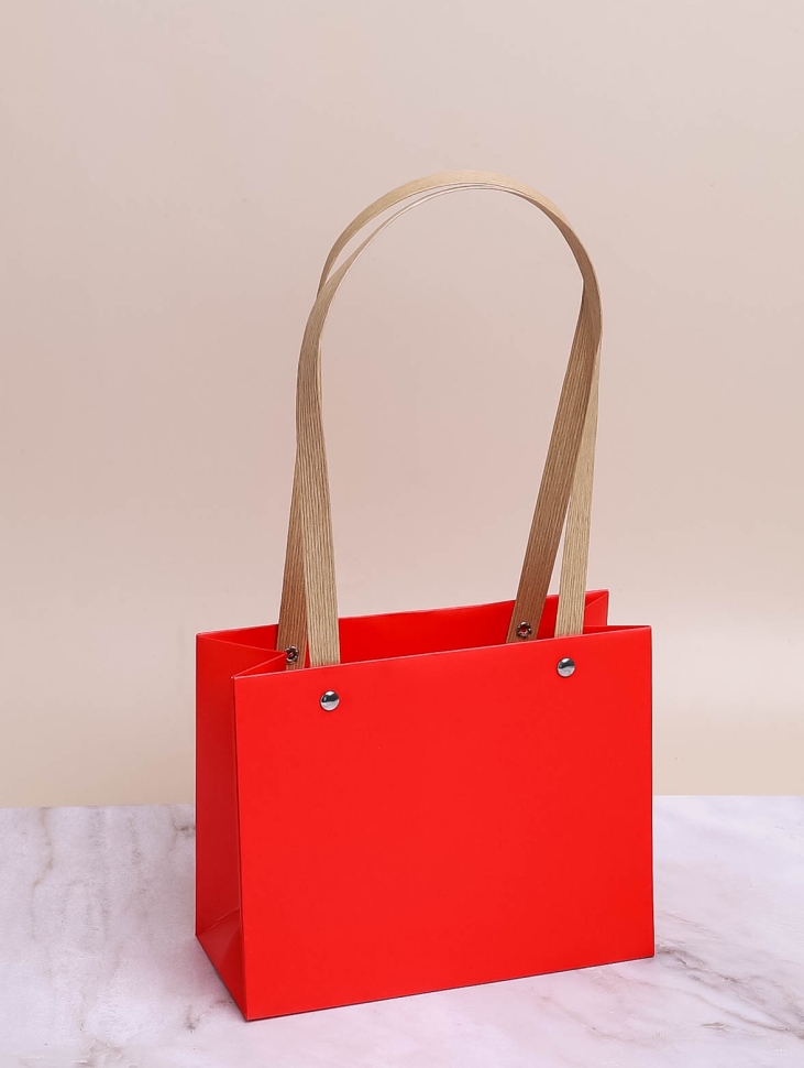 Пакет для цветов 18x14.5x8см К красный