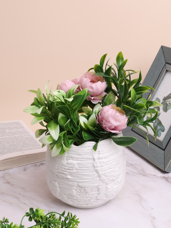 Кашпо керамика 14,5х13,5см кленовый лист белый Кашпо керамика 14,5х13,5см кленовый лист белый