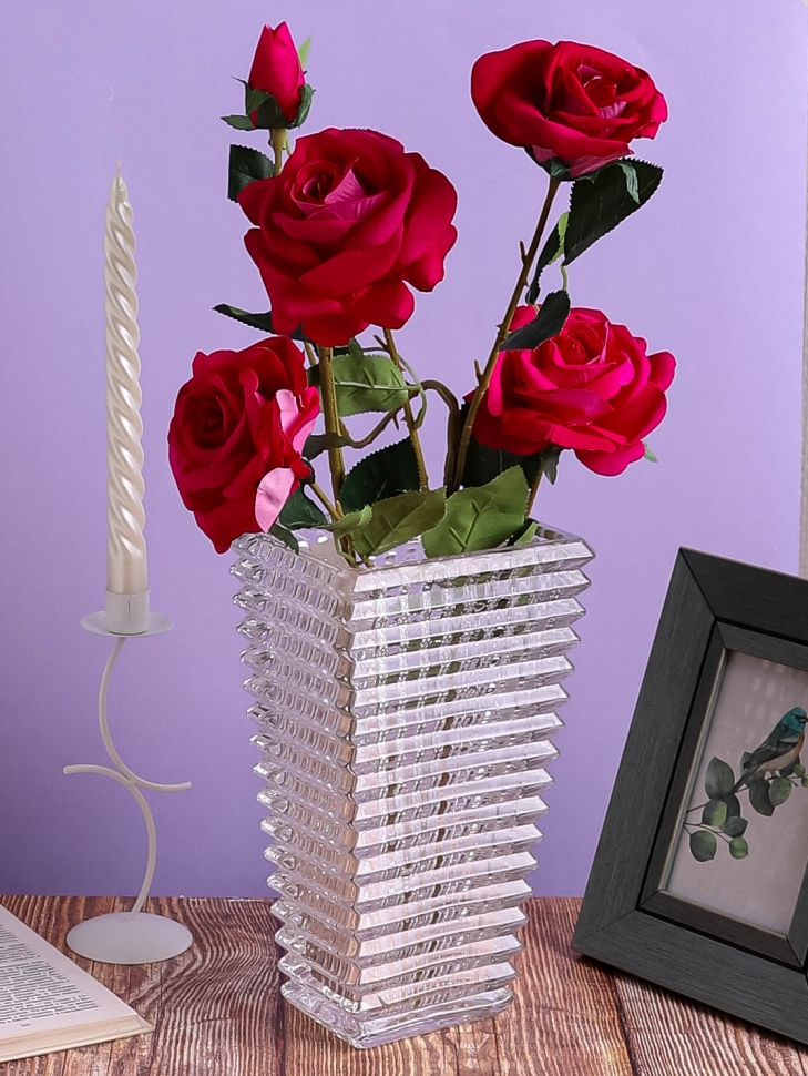 Ваза стекло Коническая H28 D16х11,5см К рельефная Ваза стекло Коническая H28 D16х11,5см К рельефная