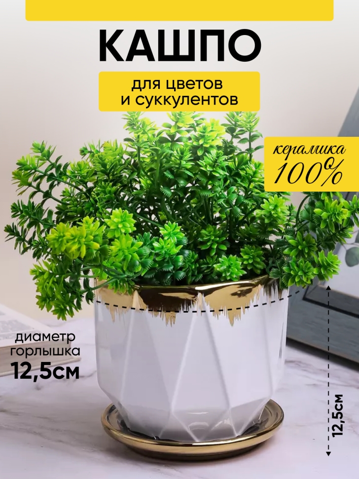 Кашпо керамика 14х14х12,5см TX7236019.14 белый Кашпо керамика 14х14х12,5см TX7236019.14 белый