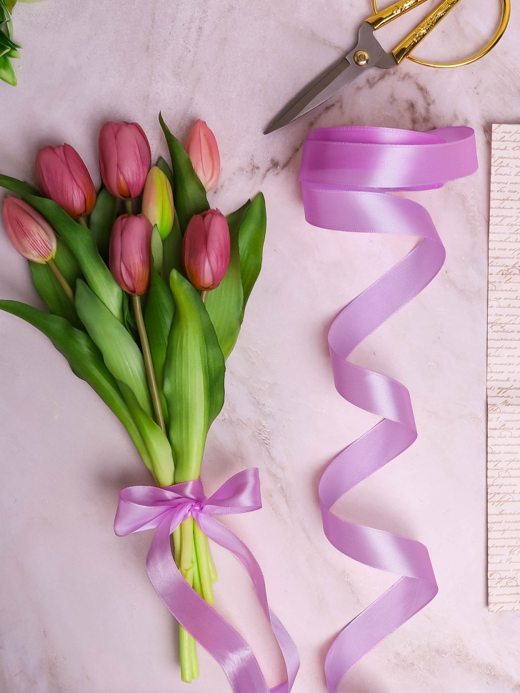 Лента атласная 24мм х 25ярд орхидея