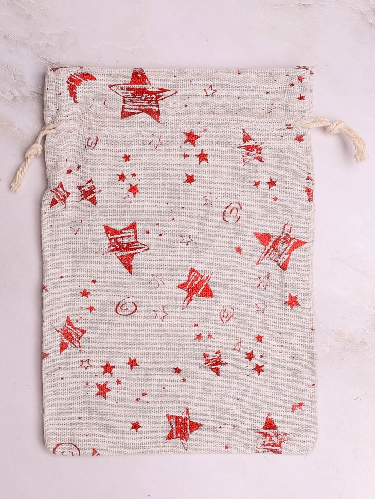 Мешок подарочный холщовый 14х20см Звездное небо серый Мешок подарочный холщовый 14х20см Звездное небо серый