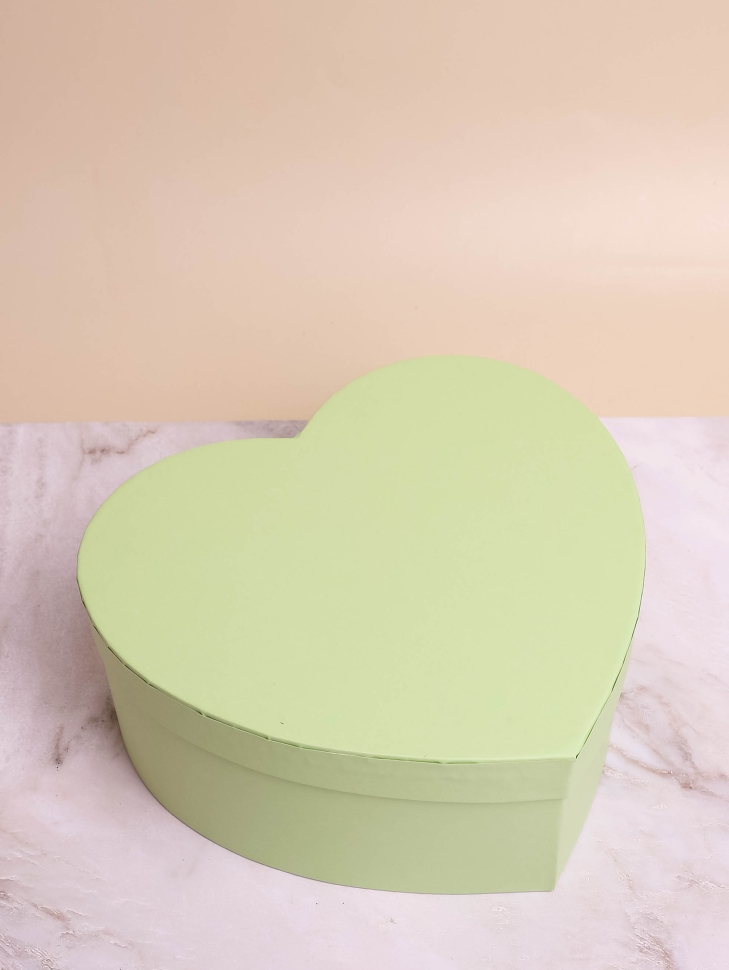 Коробка Сердце набор из 3шт 22х20х9см однотонный салатовый