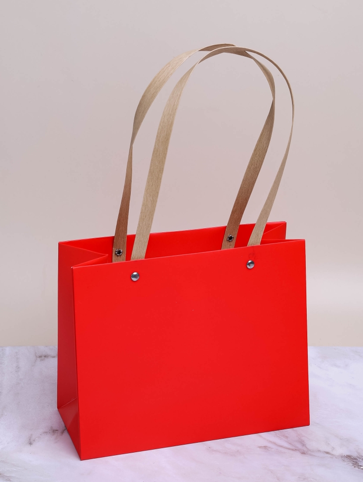 Пакет для цветов 22x18x10см К красный