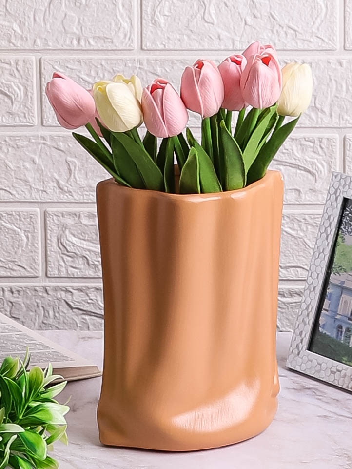 Ваза керамика 20х16х10,5см ZY2235 коричневый