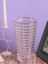 Ваза стекло Коническая H22,4 D10,8см К рельефная