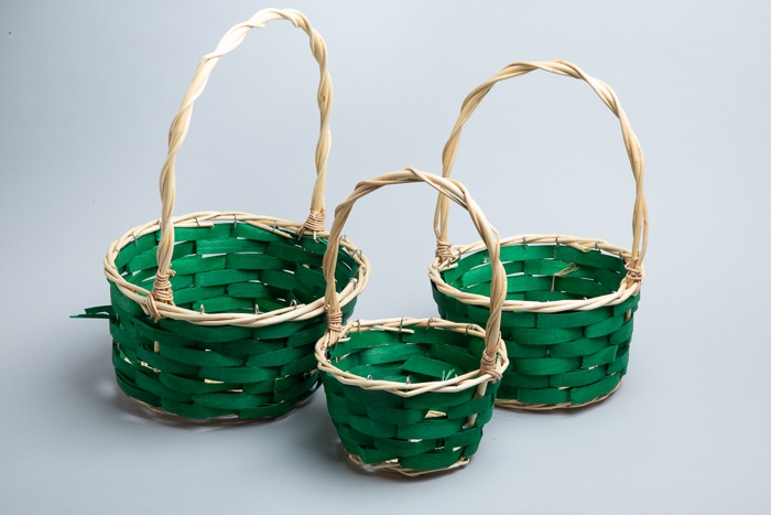 Корзина плетеная (ива) 3шт 28хH14/H40см CQT-10, зеленый Корзина плетеная (ива) 3шт 28хH14/H40см CQT-10, зеленый
