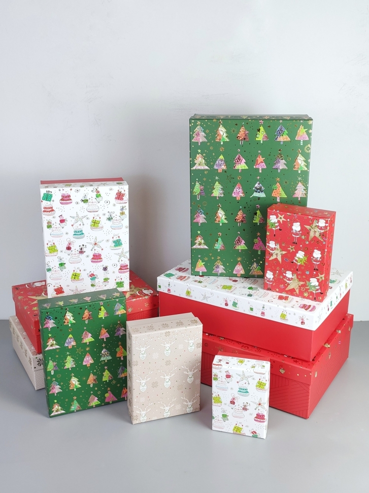 Коробка НГ прямоугольник набор из 10шт. 36х27х11см N2514