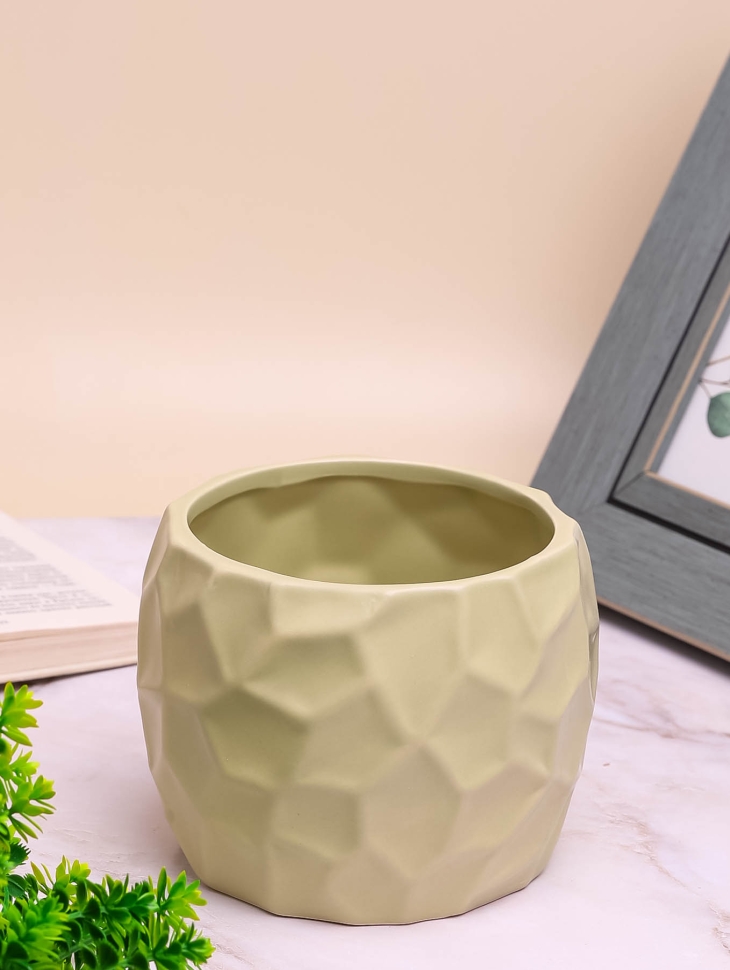 Кашпо керамика 14х14х11см LZL-218-1 зеленый светлый Кашпо керамика 14х14х11см LZL-218-1 зеленый светлый