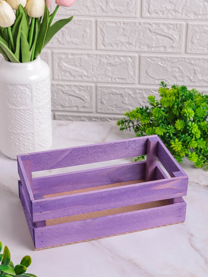 Ящик деревянный 24х13хh8см сиреневый