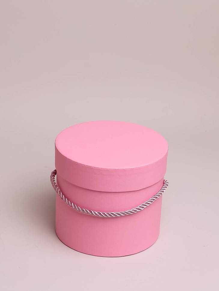 Коробка цилиндр набор из  3шт d18хh17 - d13-h12см со шнурком розовый