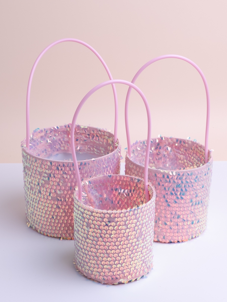 Коробка для цветов Цилиндр набор из 3шт. 16х14см Мерцание сиреневый Коробка для цветов Цилиндр набор из 3шт. 16х14см Мерцание сиреневый