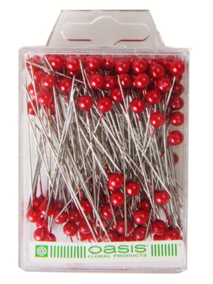 Булавка с бусинкой d6х65мм , 144шт. красная