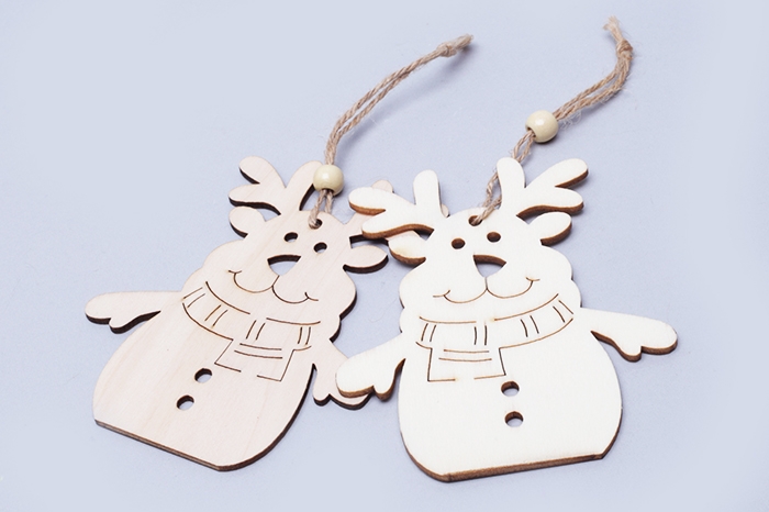 Игрушка елочная деревянная 2шт Олень 12х10см