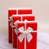 Коробка прямоугольник набор из  3шт 23х16х9,8см крышка красная, бант белый