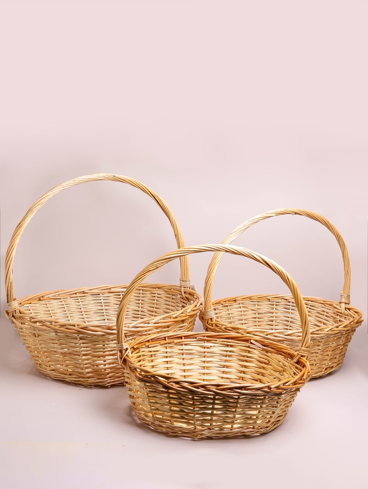 Корзина плетеная (ива) 3шт 57х50хH19/51см YS-6-6 натуральный