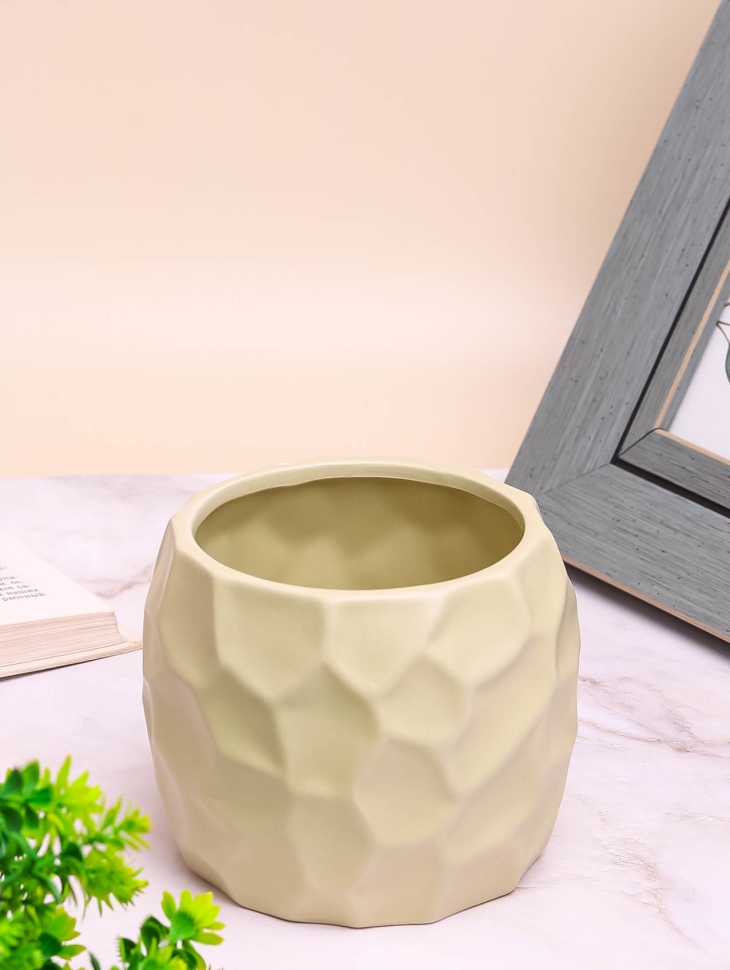 Кашпо керамика 12х12х9,5см LZL-219-1 зеленый светлый