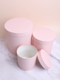 Коробка цилиндр набор из  3шт К d20хh22 - d13,5хh13см пудровый
