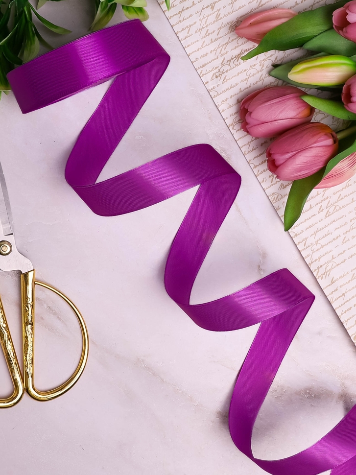 Лента атласная 24мм х 25ярд фиолетовый светлый