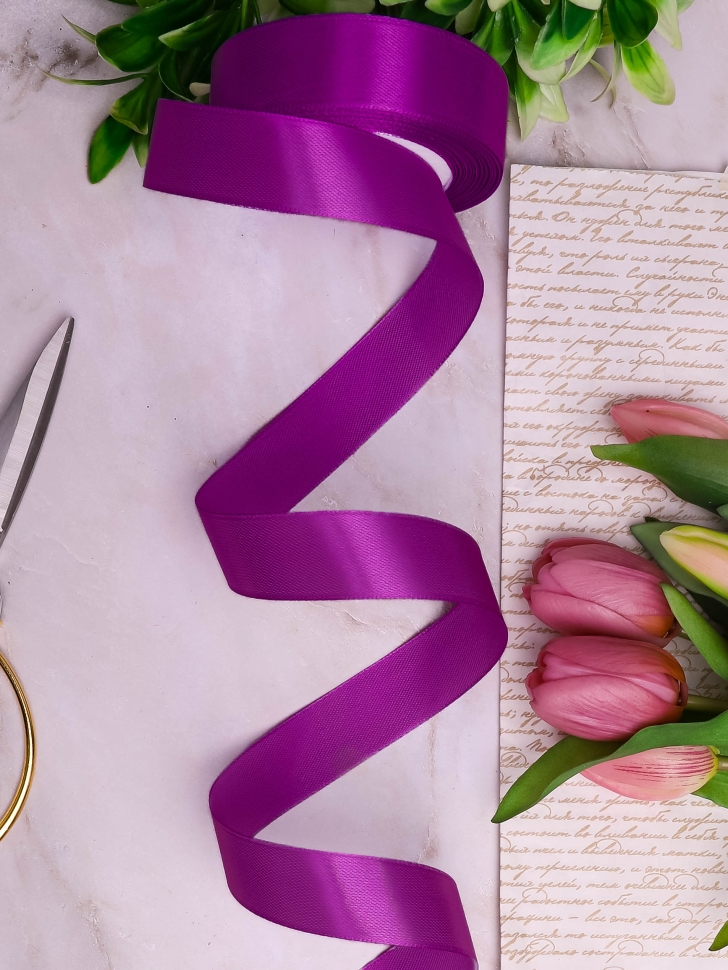 Лента атласная 24мм х 25ярд фиолетовый светлый