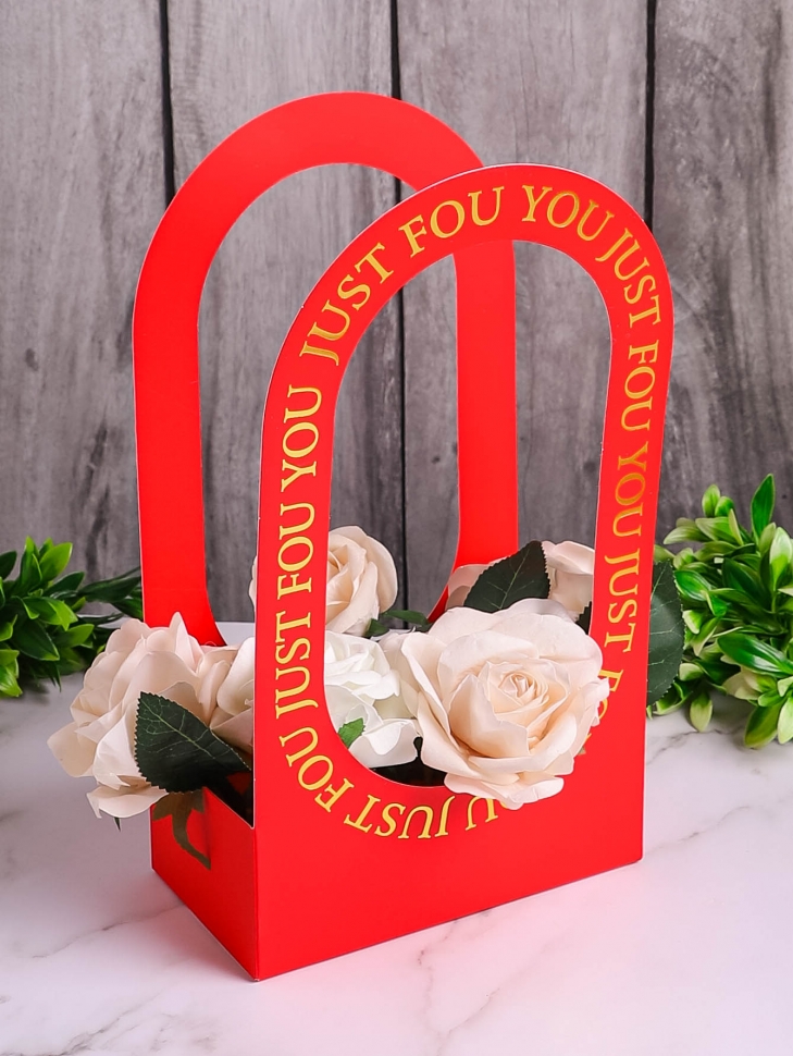 Сумочка коробка для цветов 22х12х38см Just for you красный Сумочка коробка для цветов 22х12х38см Just for you красный
