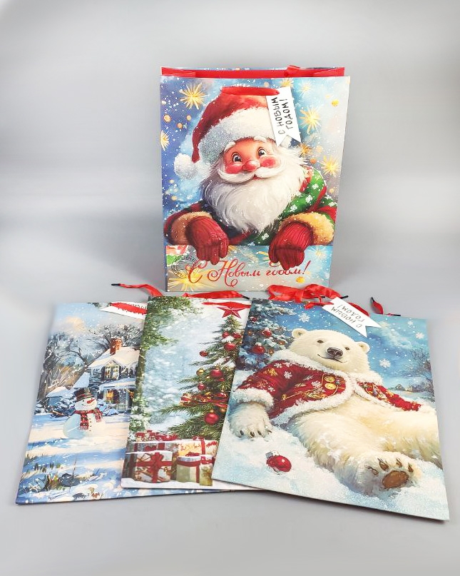 Сумочка подарочная НГ 30х40х12см микс Сумочка подарочная НГ 30х40х12см микс