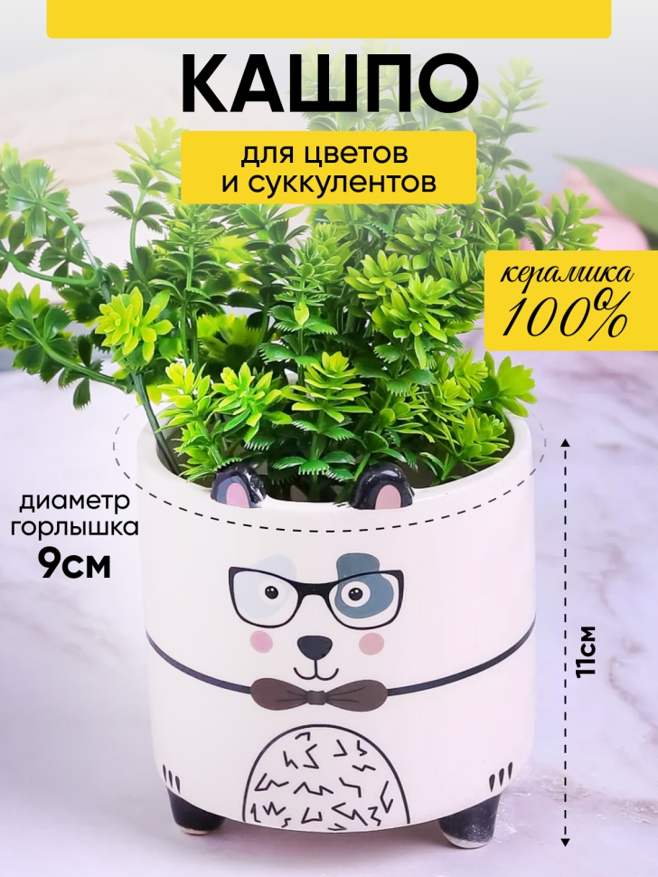 Кашпо керамика 10х10х10,5см животные Енот Кашпо керамика 10х10х10,5см животные Енот