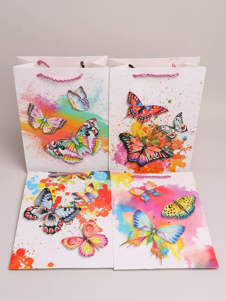 Сумочка подарочная 18х24x8,5см 530- 82 бабочки микс