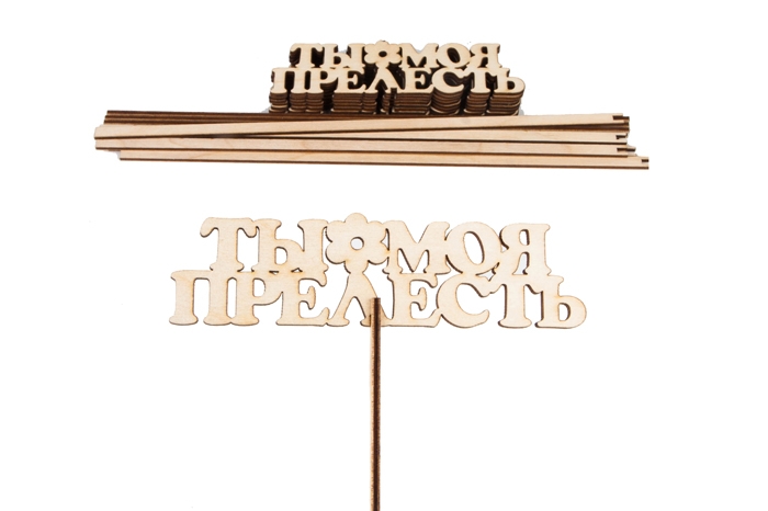 Вставка деревянная для цветов 10шт разборная "Ты моя прелесть" + шпажка Вставка деревянная для цветов 10шт разборная "Ты моя прелесть" + шпажка