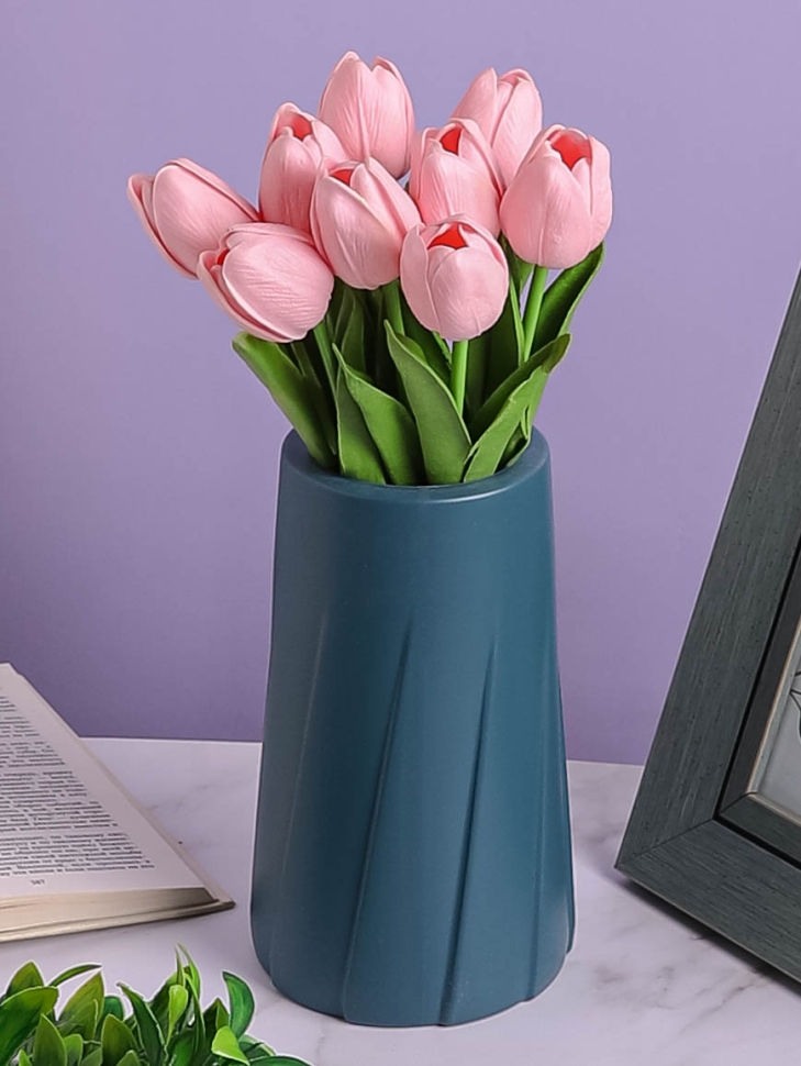 Ваза пластиковая H19,7 х D9,2х11см AS3524 синий