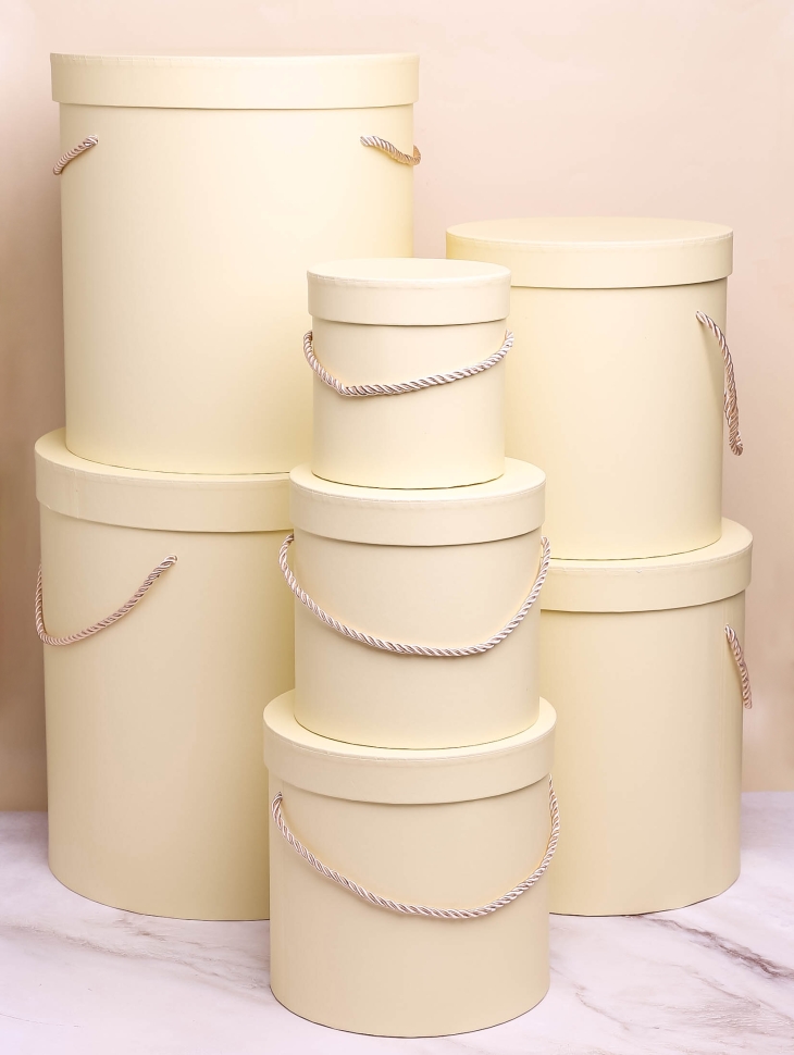 Коробка цилиндр набор из 7шт h30хd28см кремовый Коробка цилиндр набор из 7шт h30хd28см кремовый