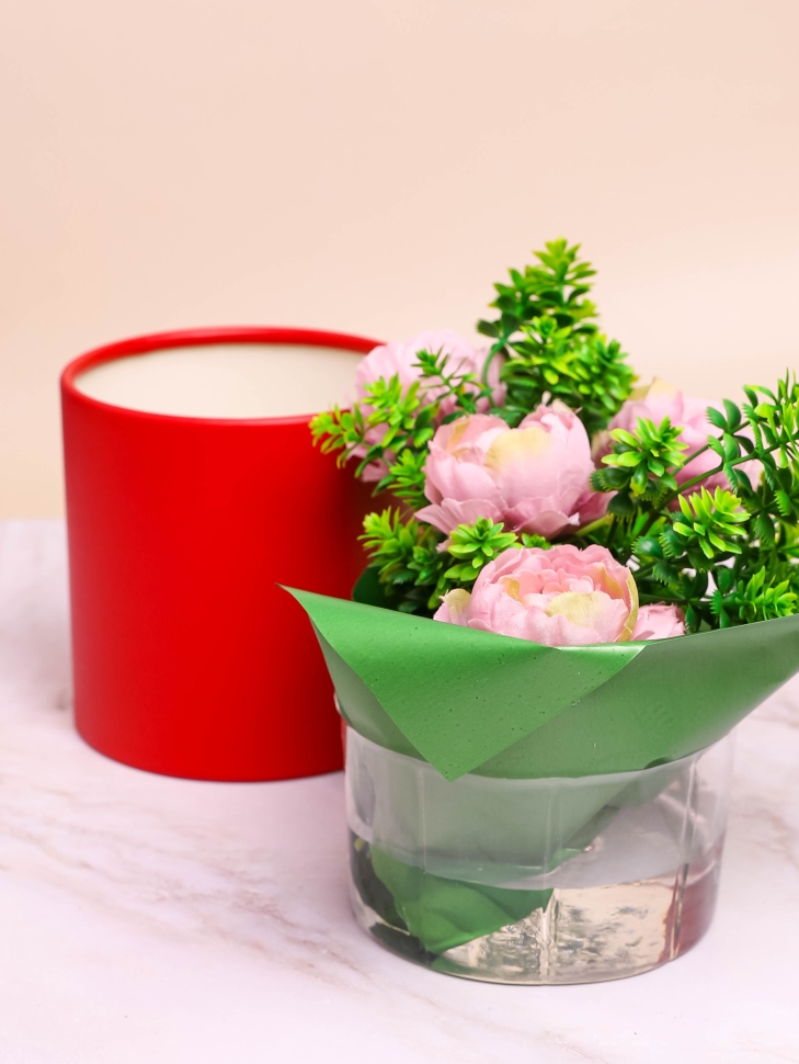 Коробка цилиндр набор из 5шт К d21хh21 - d12хh12см б/крышки красный Коробка цилиндр набор из 5шт К d21хh21 - d12хh12см б/крышки красный