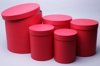 Коробка цилиндр набор из 5шт h30xd30см №83 однотонный красный