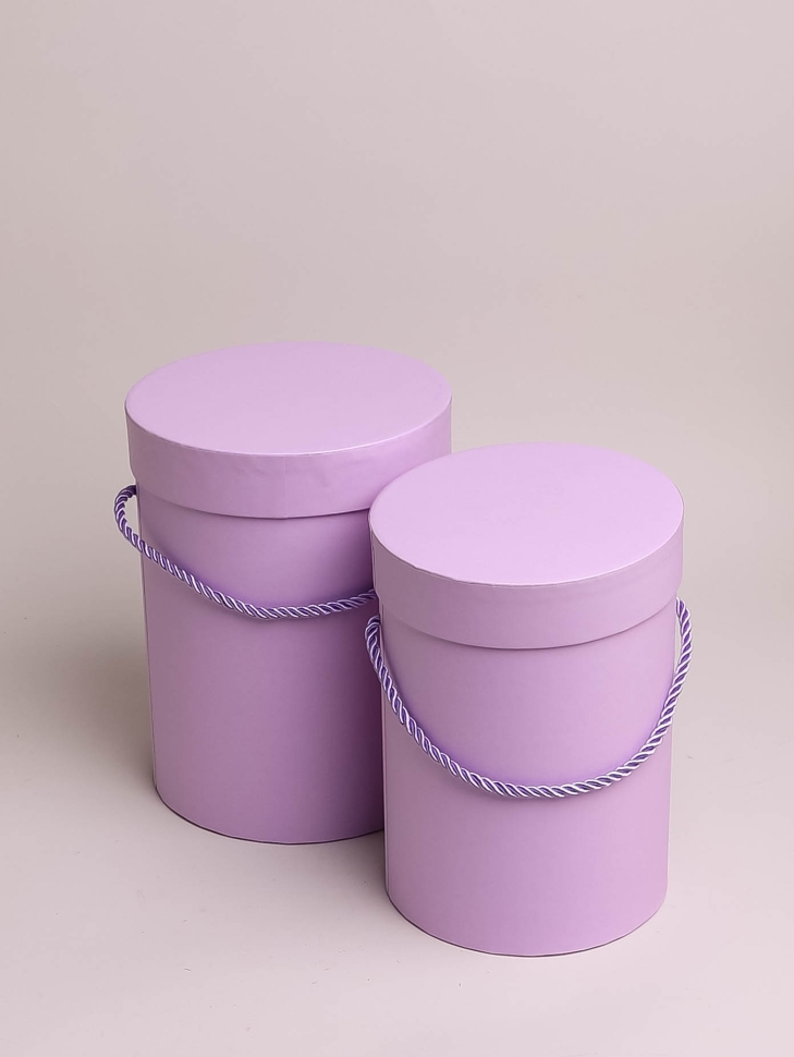 Коробка цилиндр набор из  2шт d15хh20 - d13-h18см сиреневый