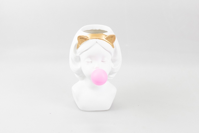 Кашпо керамика 16х22х23см Девочка со жвачкой