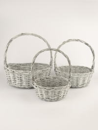 Корзина плетеная (ива) 3шт D36хH14х37см серый