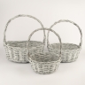 Корзина плетеная (ива) 3шт D36хH14х37см серый