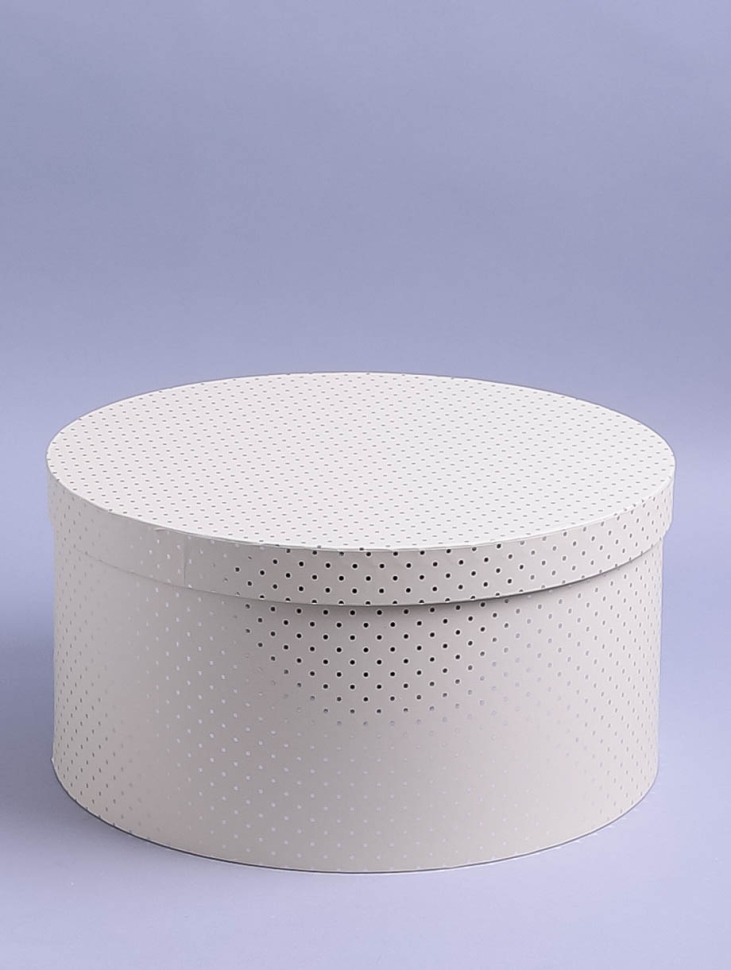 Коробка шляпная d31,3хh16,8см K868 точка молочный Коробка шляпная d31,3хh16,8см K868 точка молочный