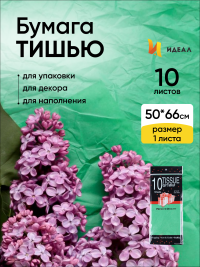 Бумага тишью  50х66см,10 лист. зеленый
