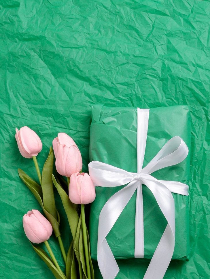 Бумага тишью  50х66см,10 лист. зеленый