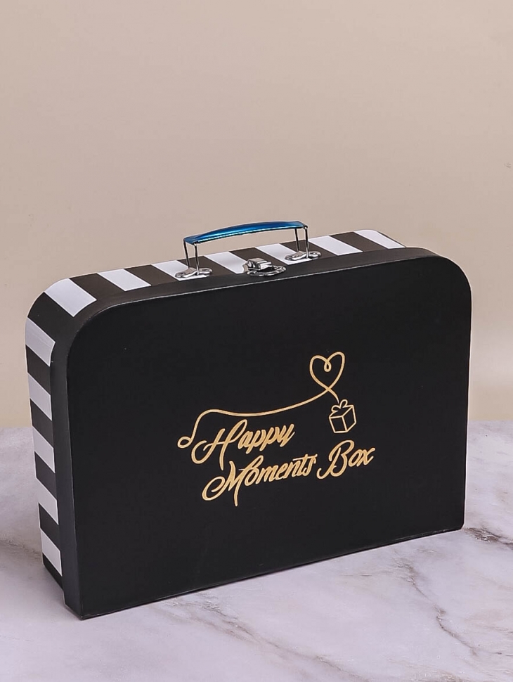 Коробка чемодан 22x14x7см полоски черный Коробка чемодан 22x14x7см полоски черный