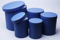 Коробка цилиндр набор из 5шт h30xd30см №83 однотонный синий