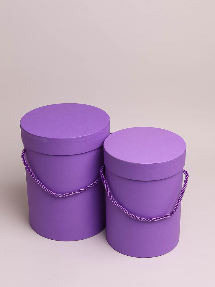 Коробка цилиндр набор из  2шт d15хh20 - d13-h18см фиолетовый