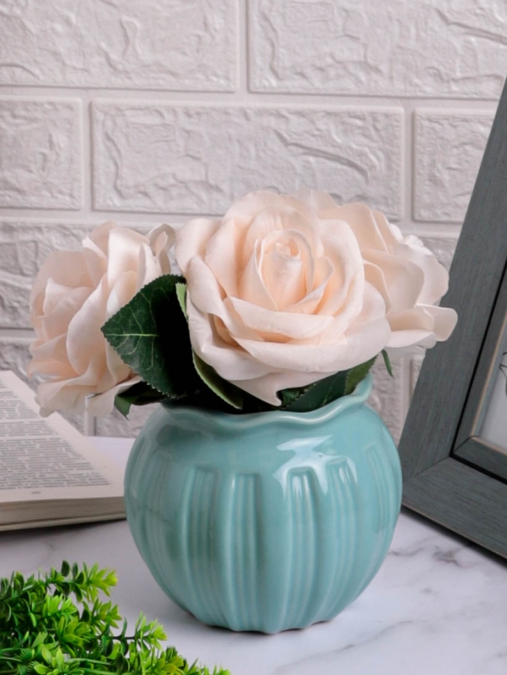 Кашпо керамика 12,5х11см 18008 голубой